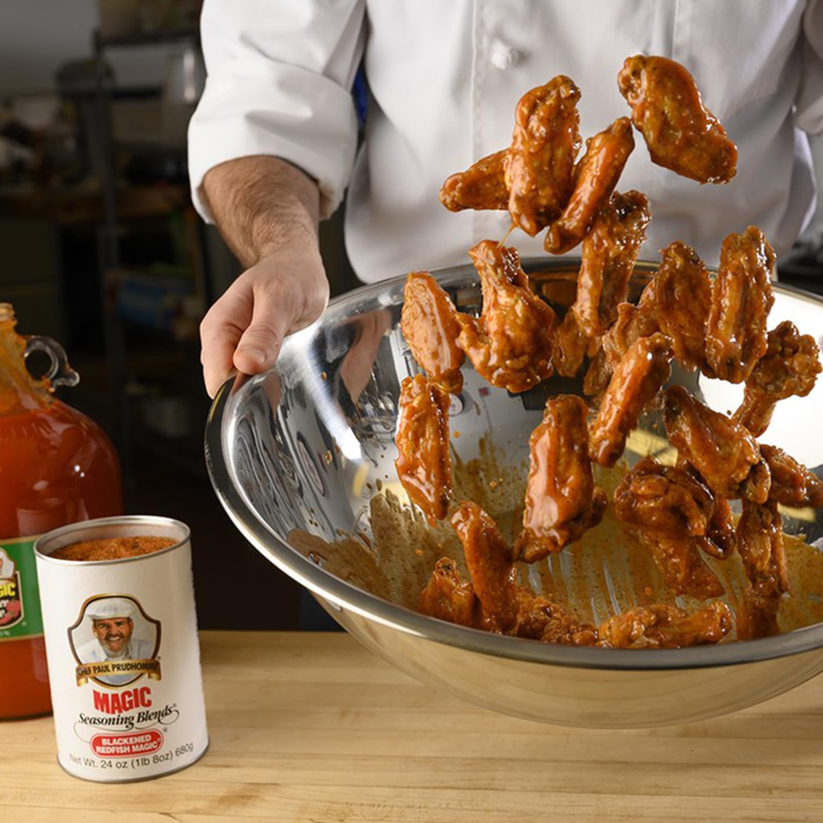 Magic Seasoning Blends Blackened Redfish jar label close-up highlighting bold Cajun spices and clarity