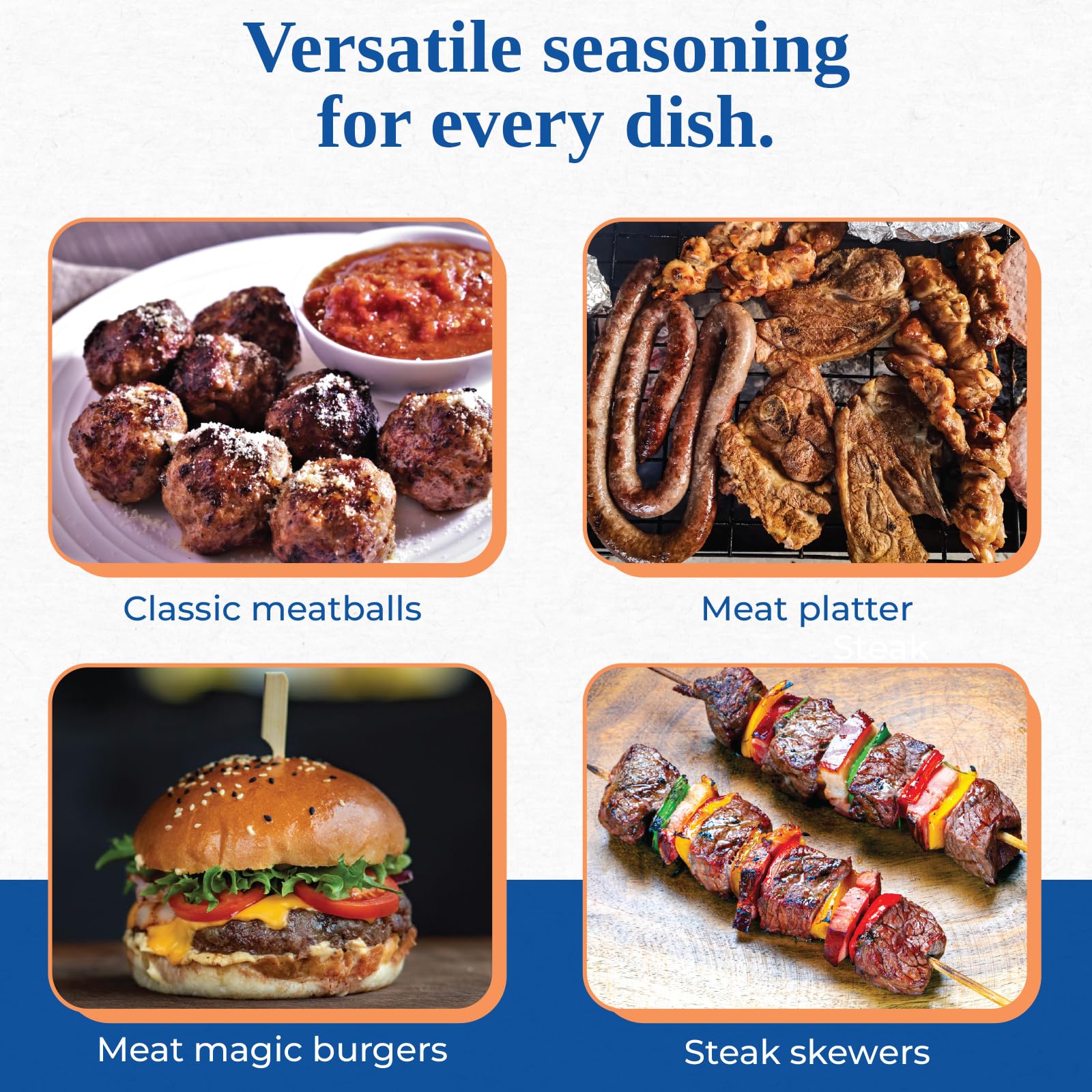 Magic Seasoning Blends Meat Magic being sprinkled on burger adding bold savory flavor