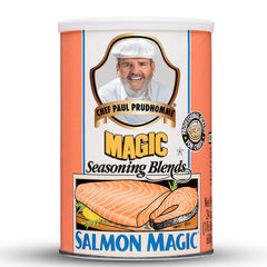 Magic Seasoning Blends front jar showing bold seafood seasoning for vibrant salmon taste