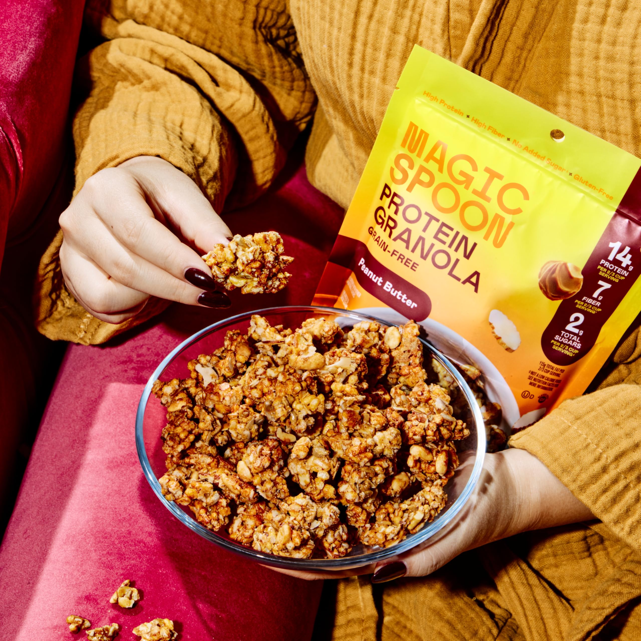 Magic Spoon label and nutrition facts displaying protein and sugar content
