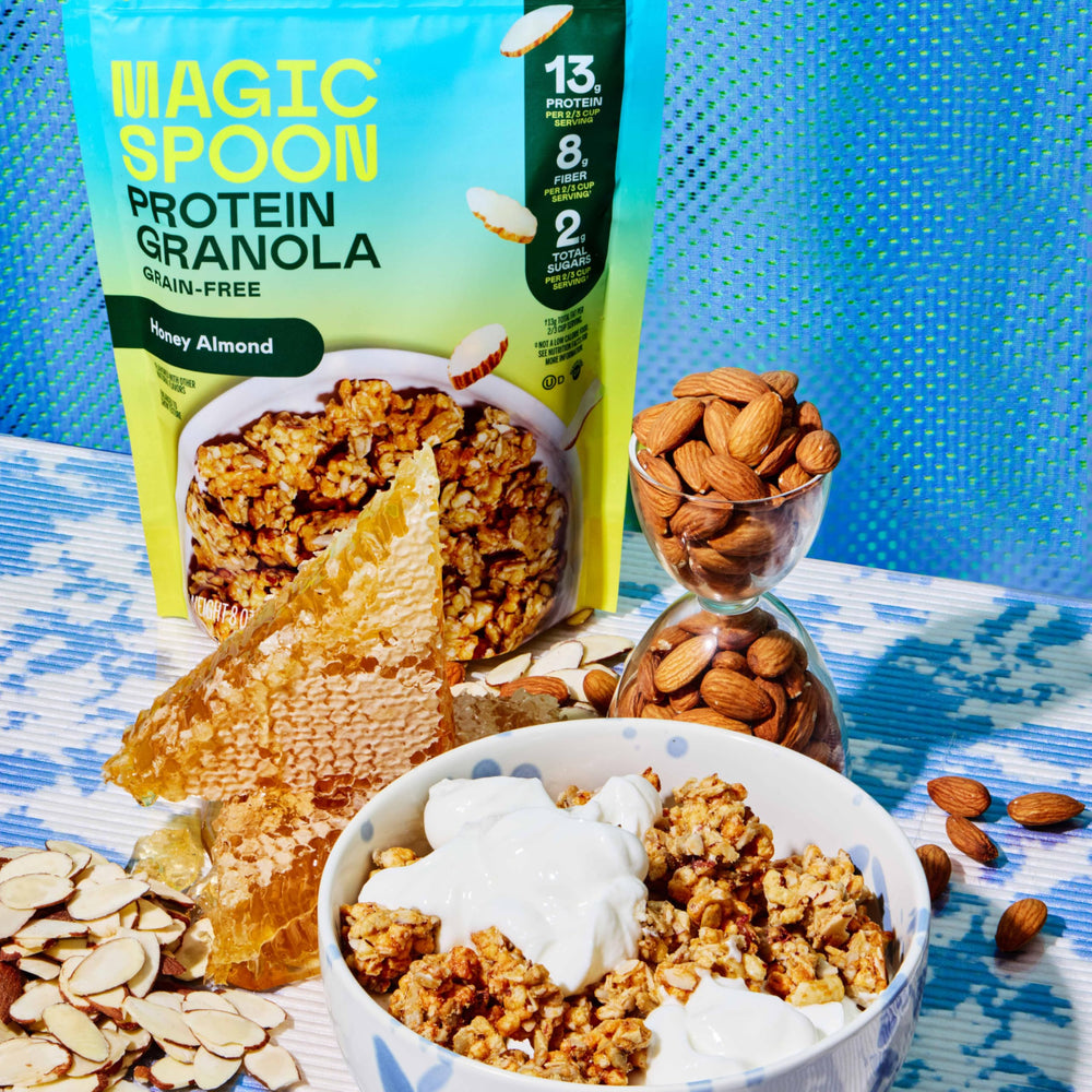Magic Spoon open pouch portioned snack illustrating easy grab‑and‑go protein