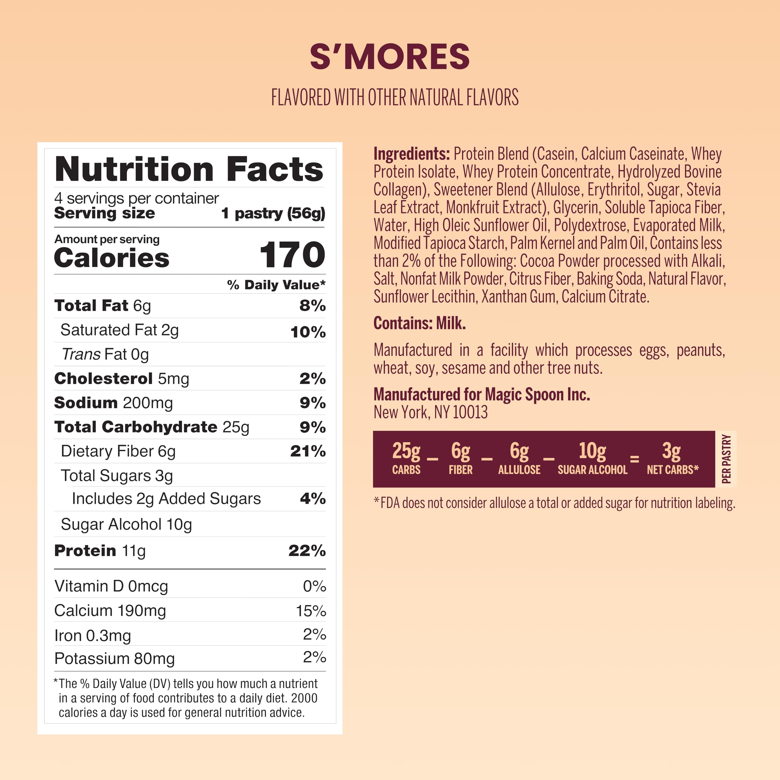 Close-up of a single Magic Spoon S'mores pastry highlighting soft texture