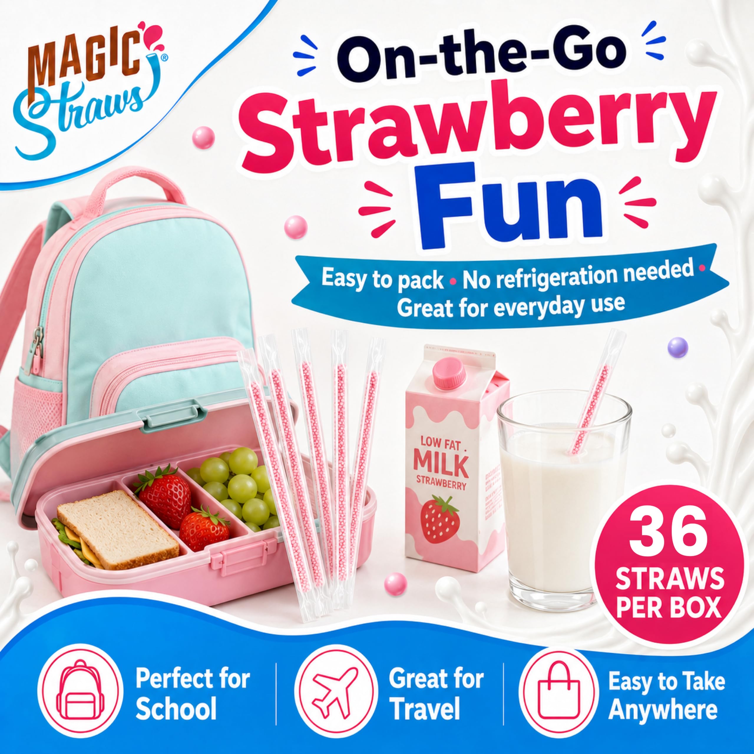 Magic Straws open pack showing all included flavors and quantities