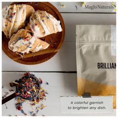 MagJo petals sprinkled on cupcake offering bright visual appeal and edible garnish