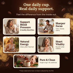 MAÏA SUPERFOODS prepared cacao drink in a mug, showing smooth froth and comforting warmth