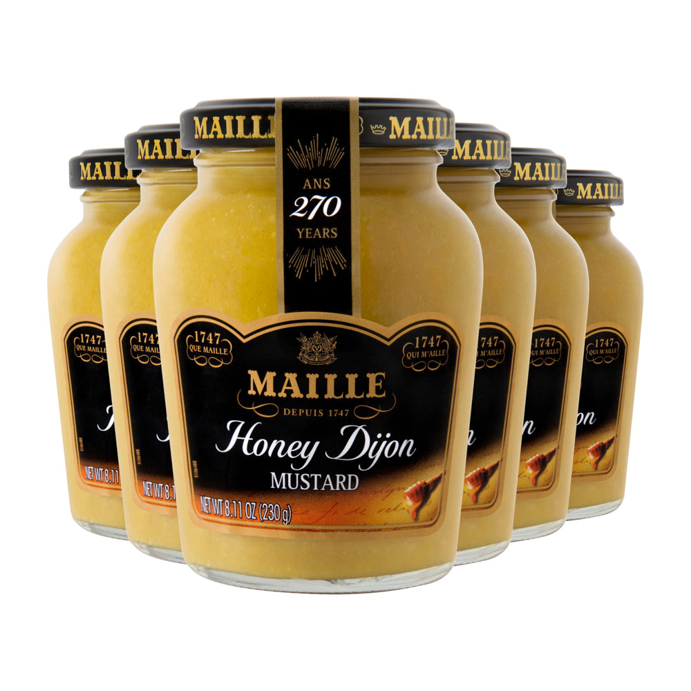 Maille jar front view showing Honey Dijon mustard and elegant packaging benefit: attractive pantry display