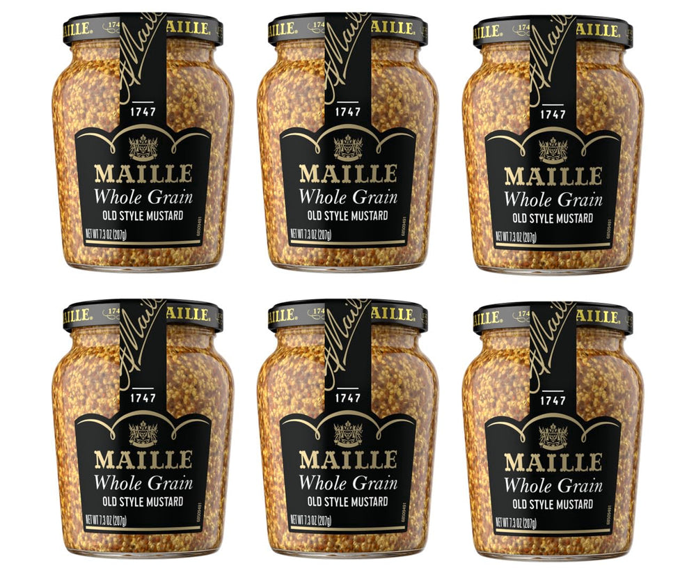 Maille Old Style front packaging showing jar and label for pantry stocking