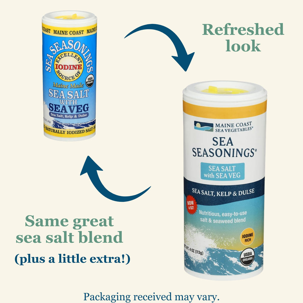 Maine Coast Sea Vegetables label close-up highlighting organic certification and origin