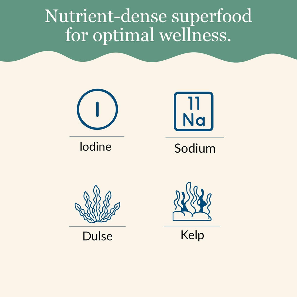 Maine Coast Sea Vegetables shaker in use over salad adding savory ocean flavor