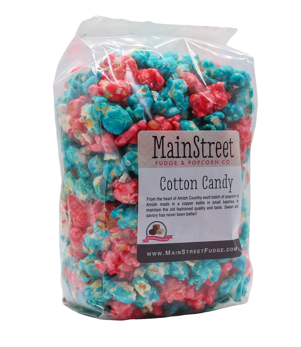 MainStreet front packaging showing resealable bag and cotton candy flavor benefit freshness