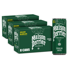 Maison Perrier front packaging showing 24‑pack, premium portability benefit