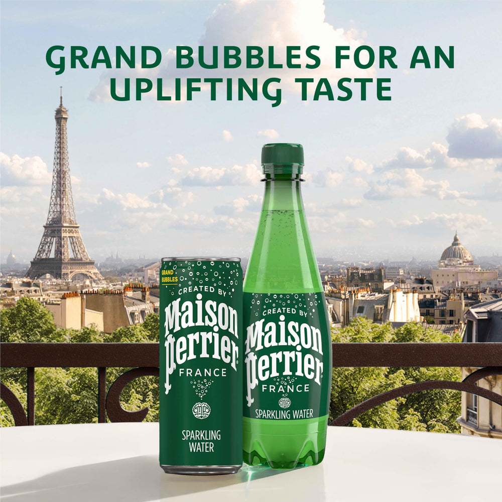 Maison Perrier slim can close‑up highlighting design and grab‑and‑go convenience