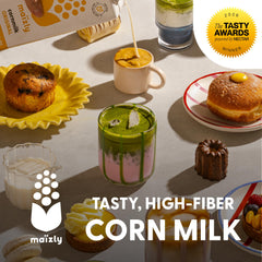 Maizly close-up of carton texture and pour spout highlighting smooth pourability and consistency