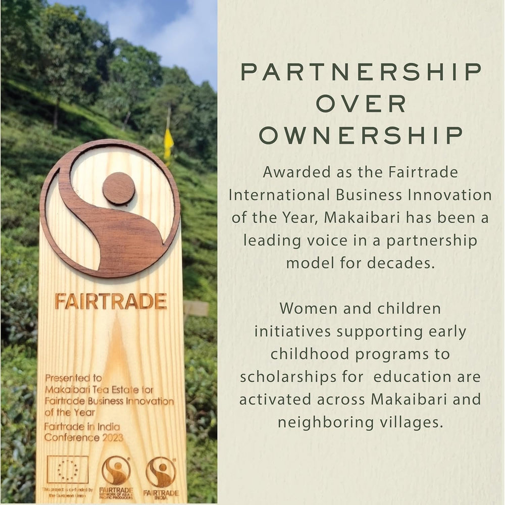 Makaibari packaging label detail highlighting single‑estate provenance benefit