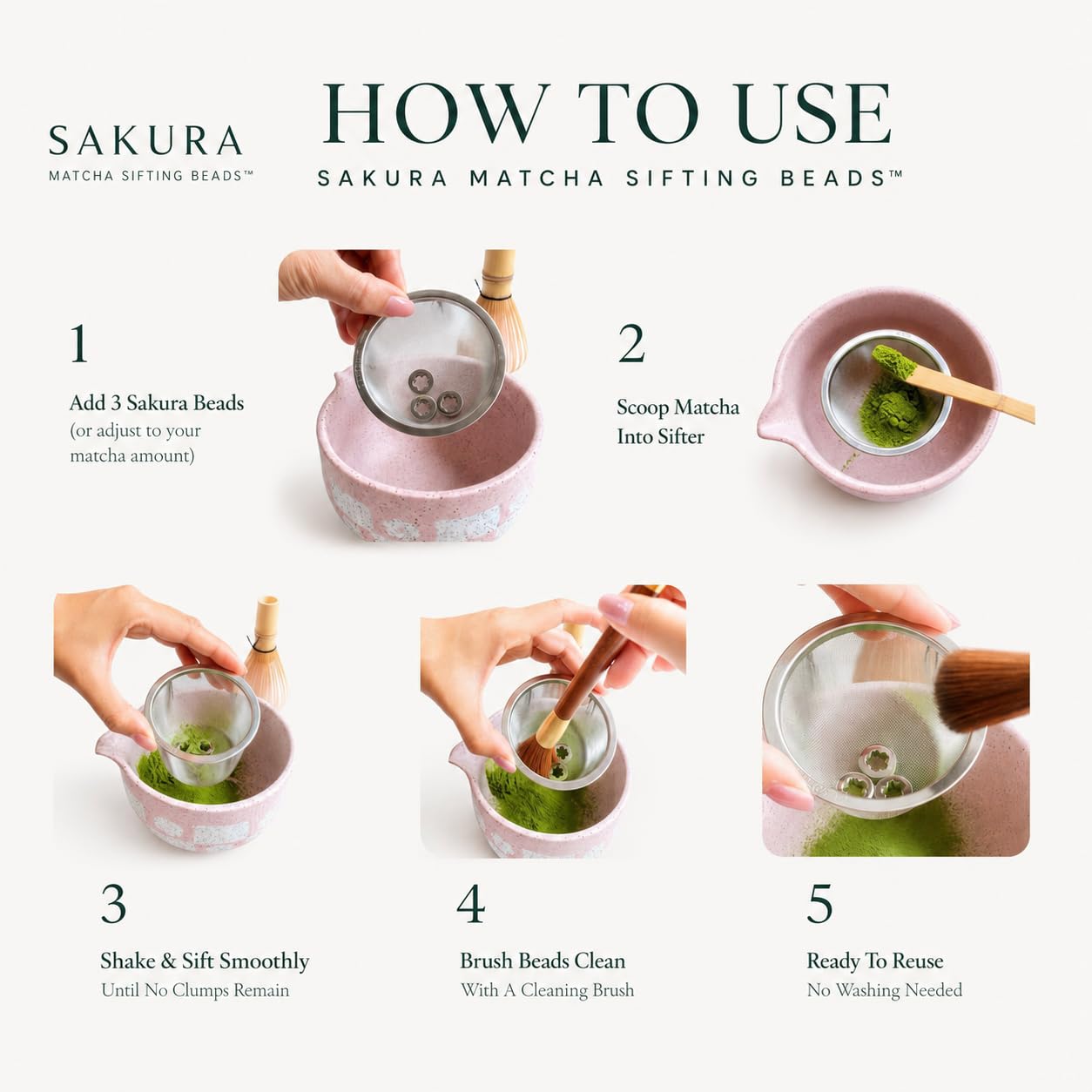 Makuzen beads used in a tea setup showing elevated ritual and consistent whisking benefit