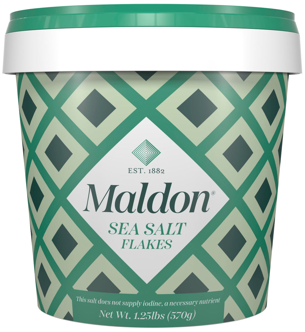 Maldon front tub showing resealable packaging and brand clarity for convenience