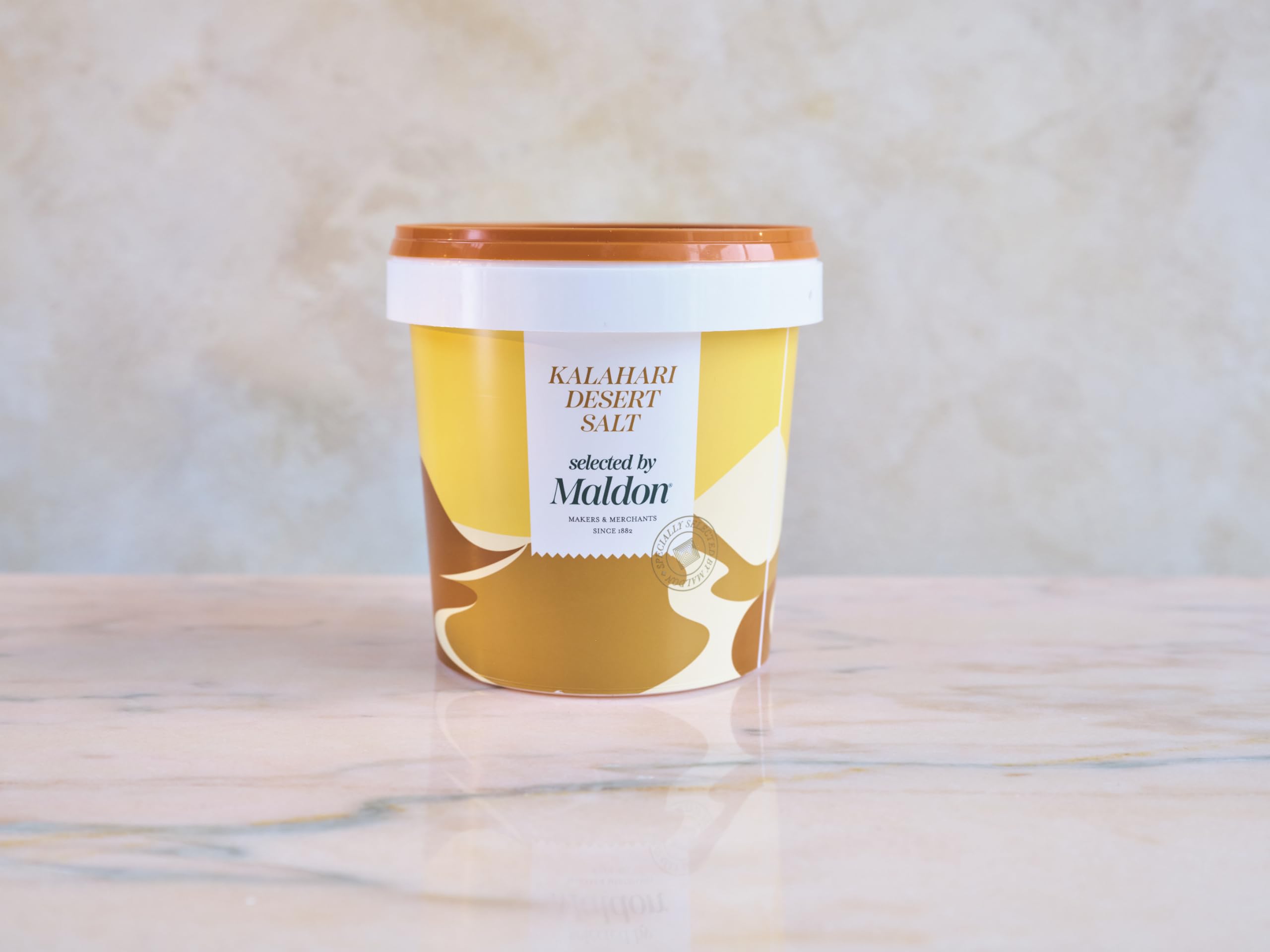 Detailed shot of Maldon label and product info giving trust and artisanal provenance