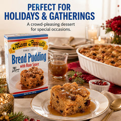 Mam Papaul's prepared bread pudding slice with warm texture and comfort
