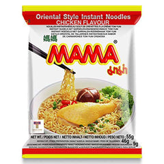 MAMA front packaging showing Chicken flavor and hot spicy appeal