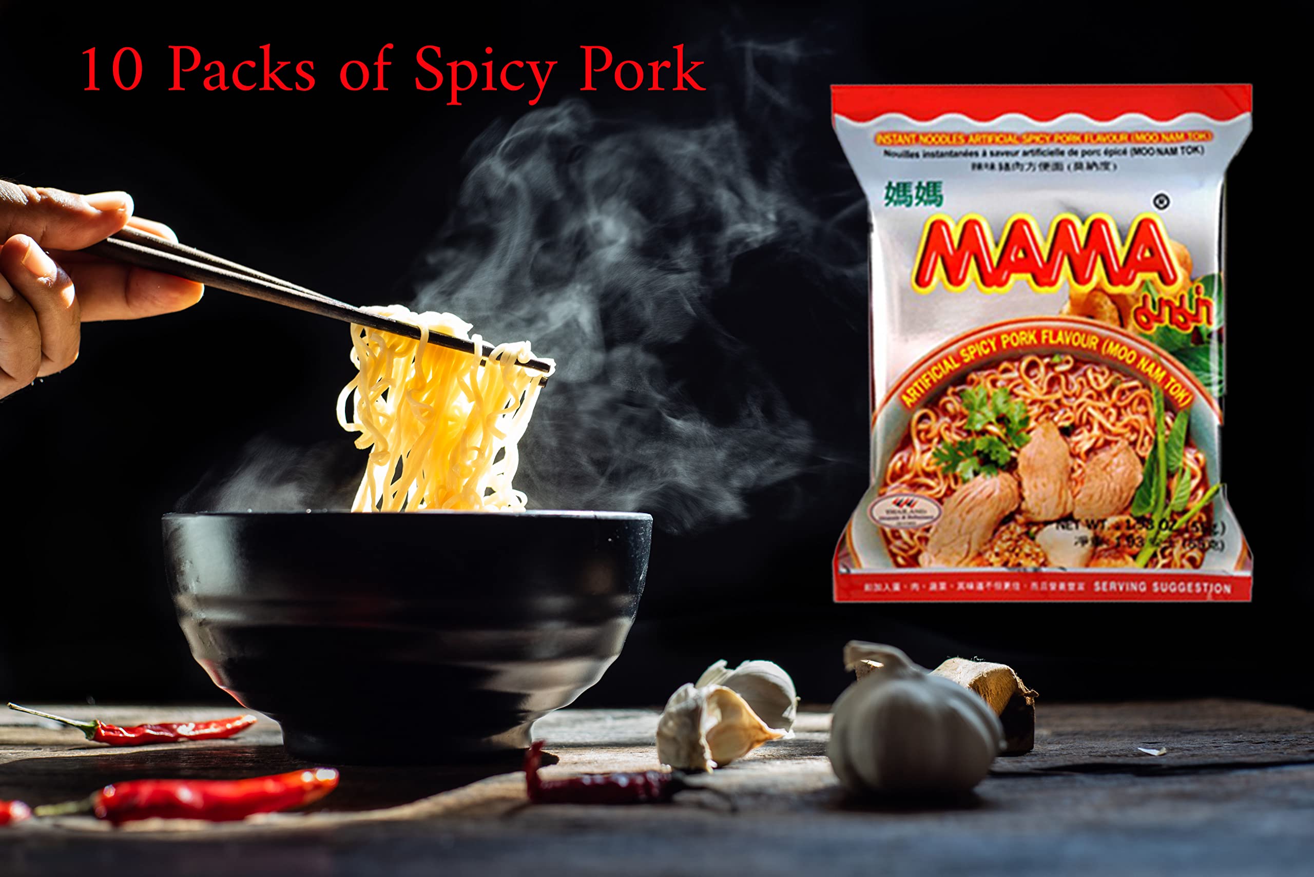 MAMA cooked noodles in a bowl with broth, showcasing hearty texture and warming comfort