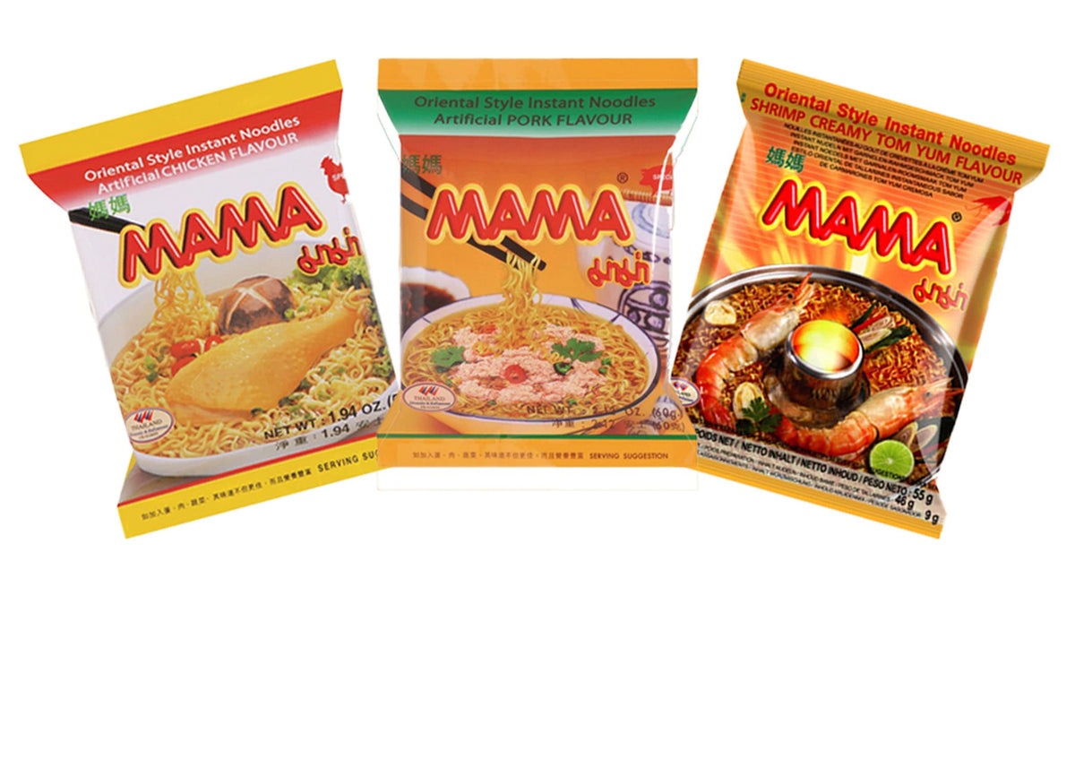 MAMA front packaging 30 pack showing variety and convenience