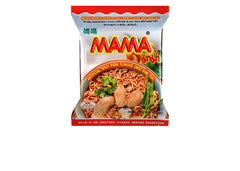 MAMA front packaging showing spicy pork flavor and 10-pack convenience, appealing for quick meals