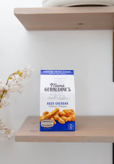 Mama Geraldine's cheese straws displayed on charcuterie board for entertaining