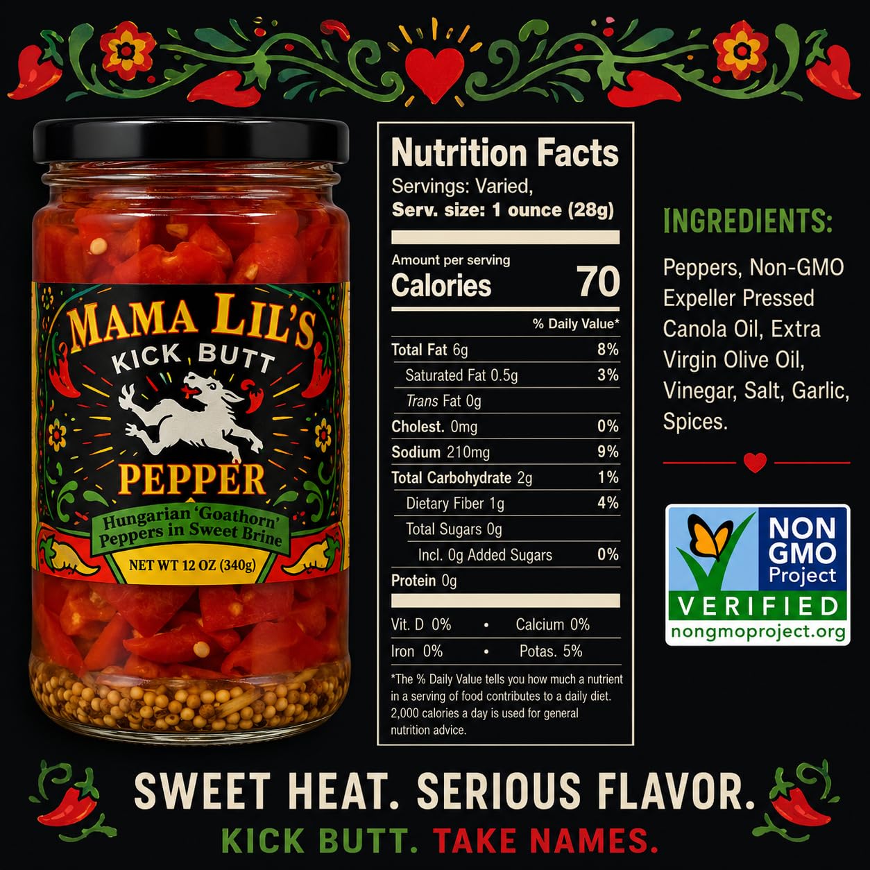 Mama Lil's jar next to a ruler for size comparison and portion expectation