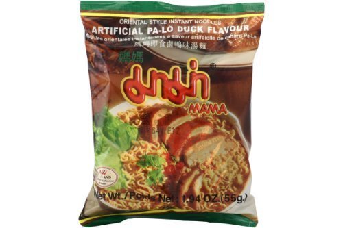 MAMA front packaging showing noodles and flavor sachets for quick savory meals