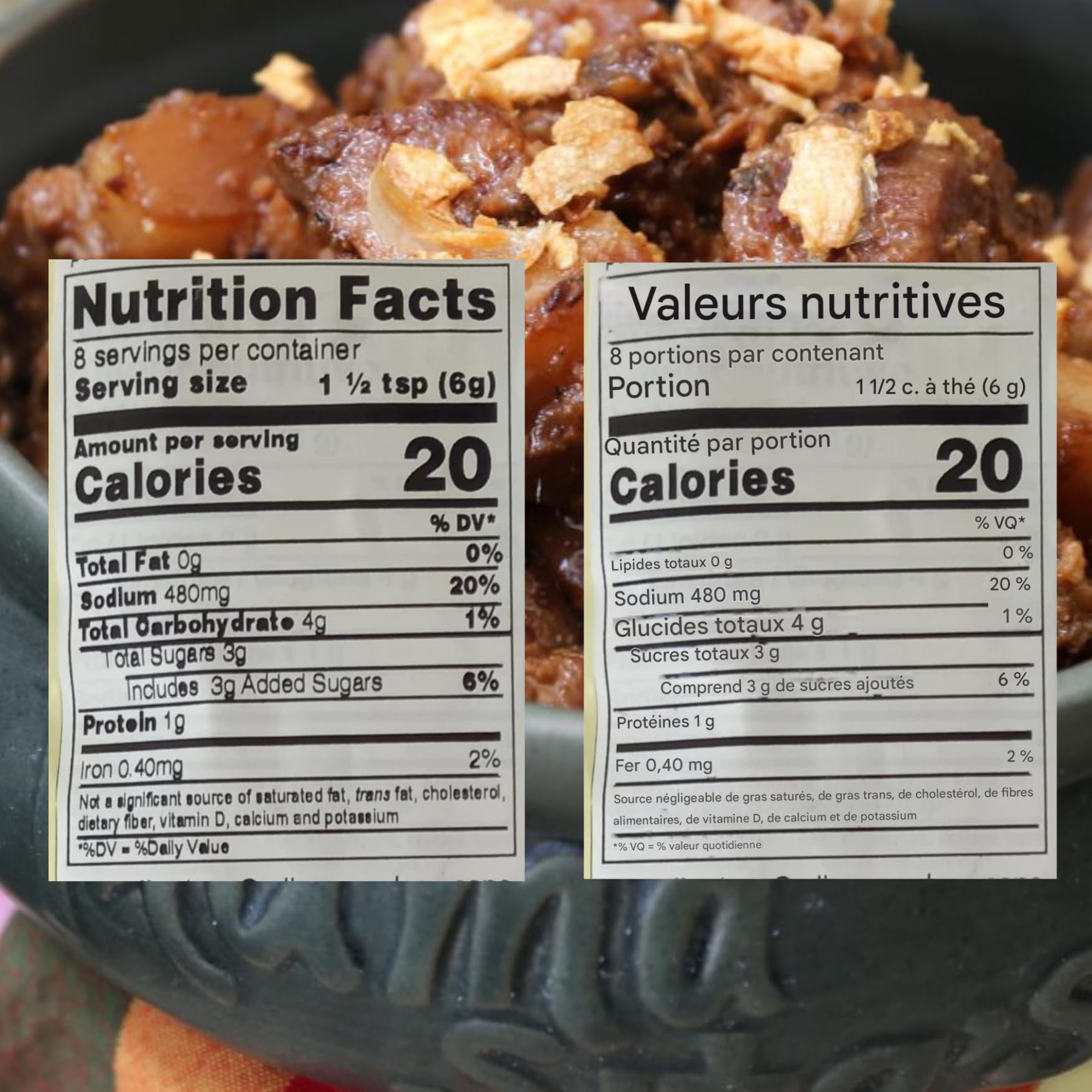 Mama Sita's back label with ingredients and nutrition for informed choices