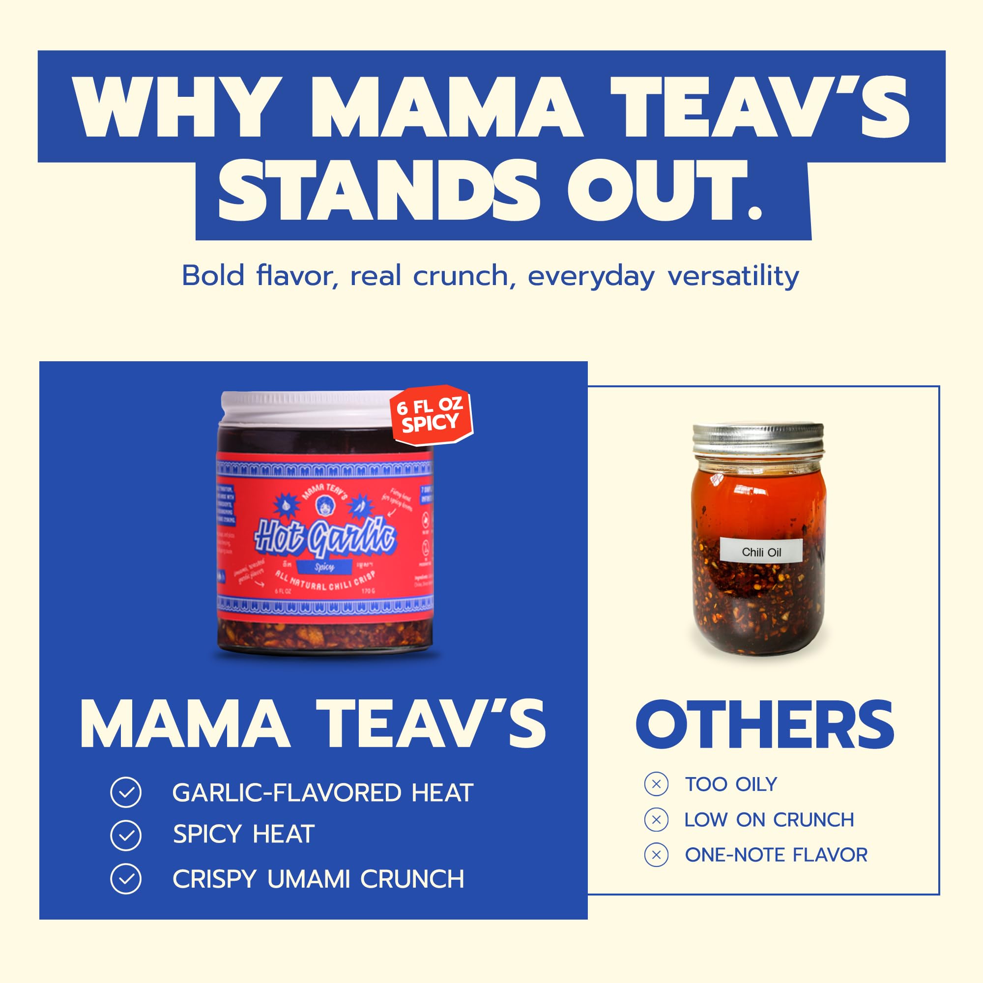Mama Teav's flatlay of chiles garlic and grapeseed oil showing clean ingredients