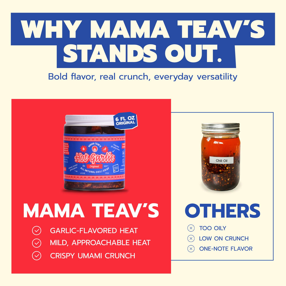 Mama Teav's 6oz jar in hand showing compact pantry-ready size and convenience