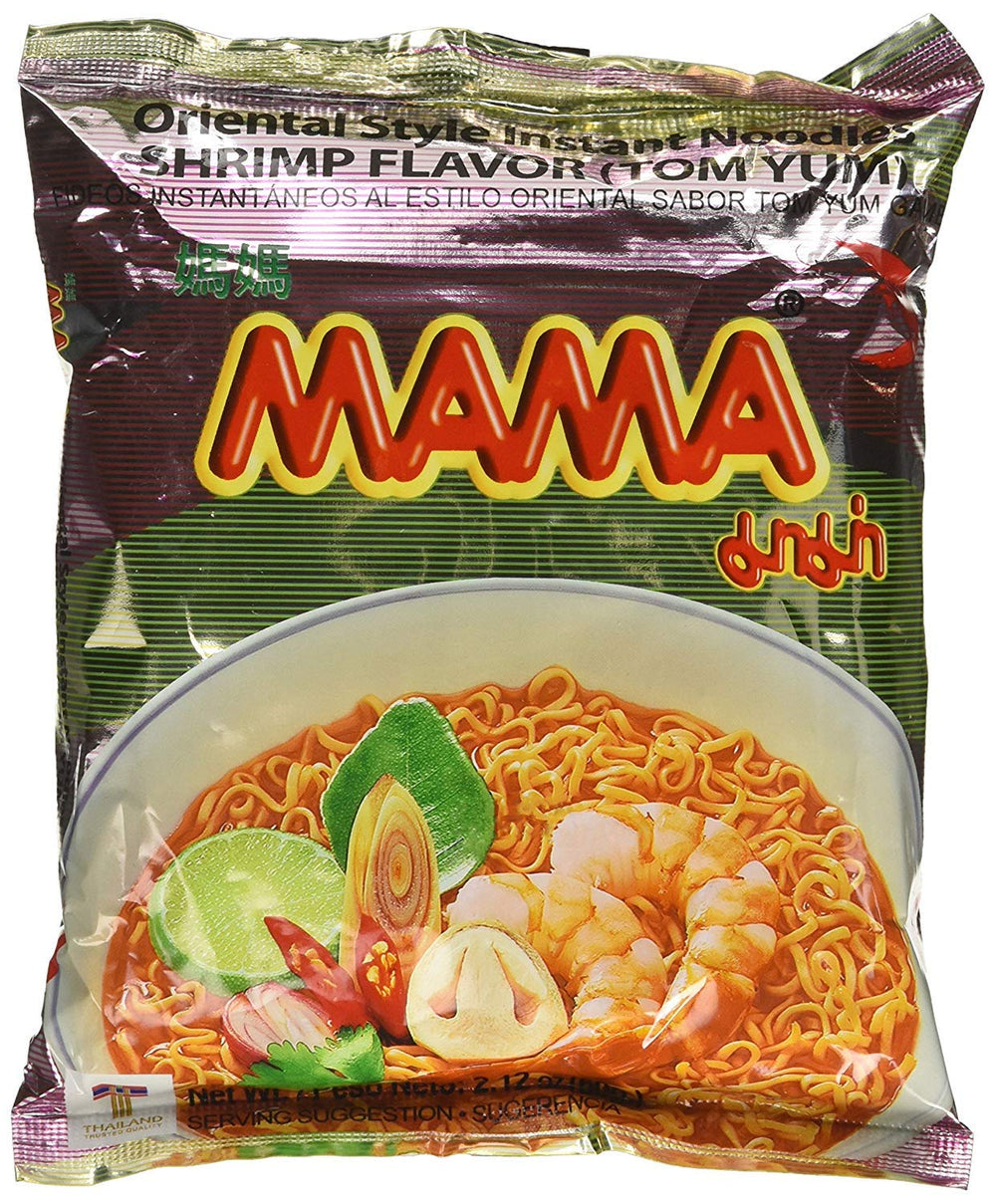 MAMA front packaging showing 10-pack and bold tom yum flavor for quick pantry meals