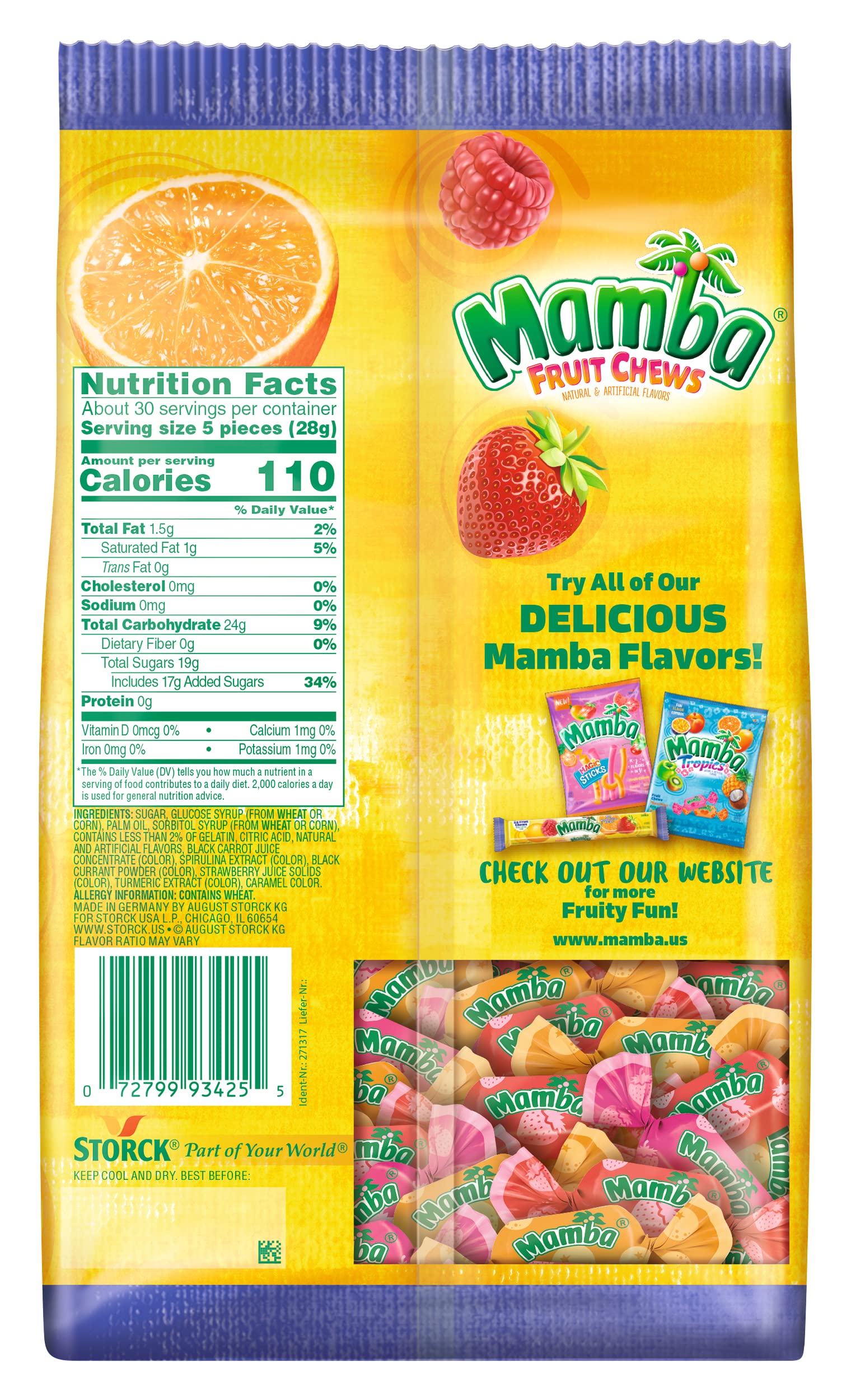 Mamba close-up of chews highlighting soft texture and juicy color for appeal