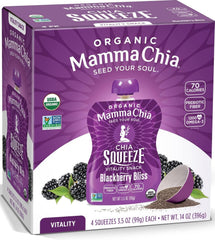 Mamma Chia front packaging showing 24 pouches and organic claims for easy stocking