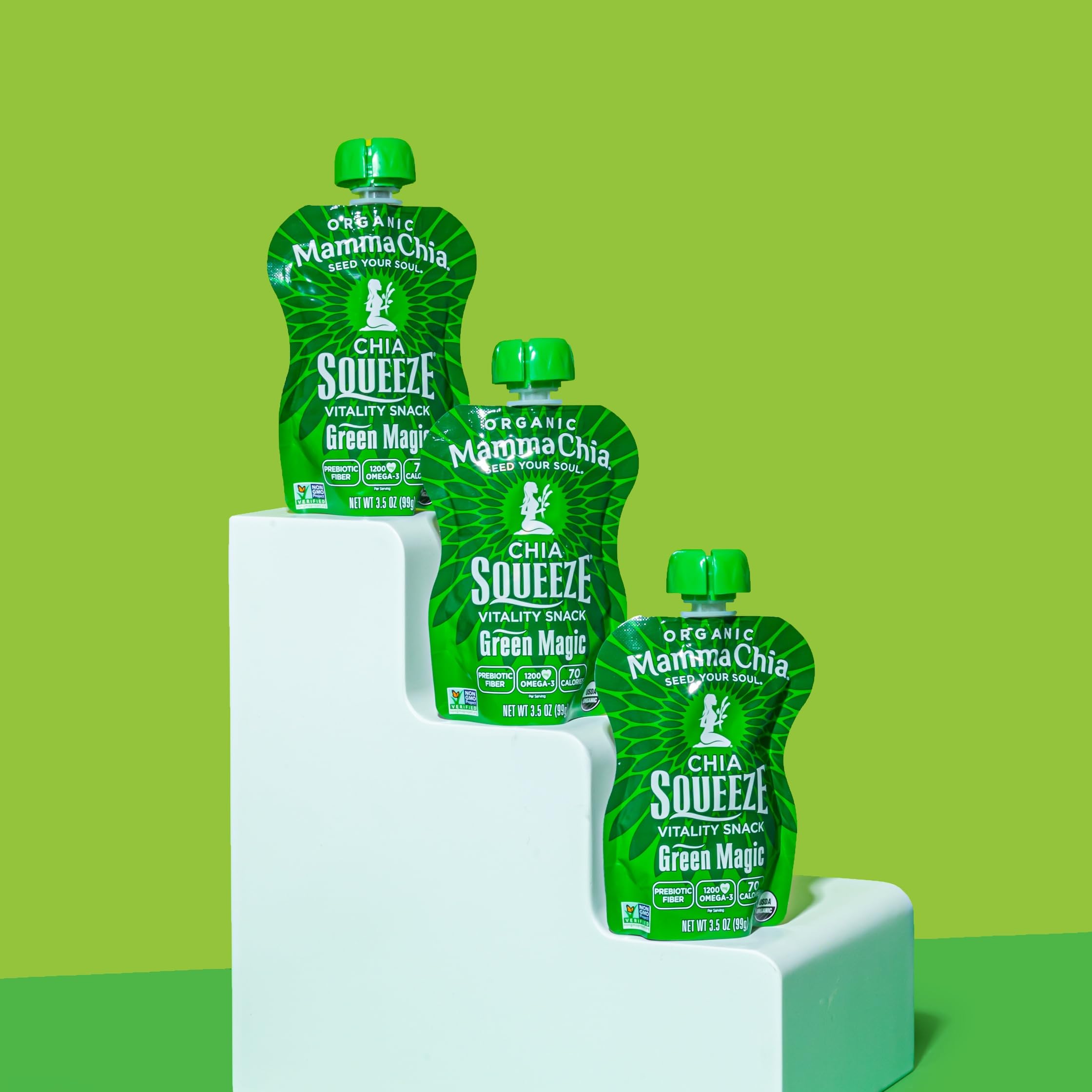 Mamma Chia frozen pouch on a plate showing chilled snack idea for hot days