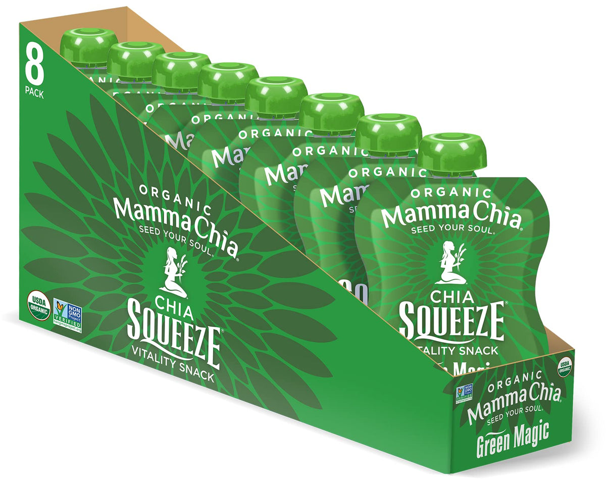 Mamma Chia front packaging showing organic pouch and branding