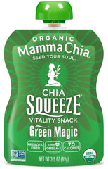 Mamma Chia open pouch showing smooth, seedy consistency and satisfying texture