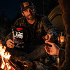 Man Candy label and nutrition panel showing ingredients and protein content for clarity