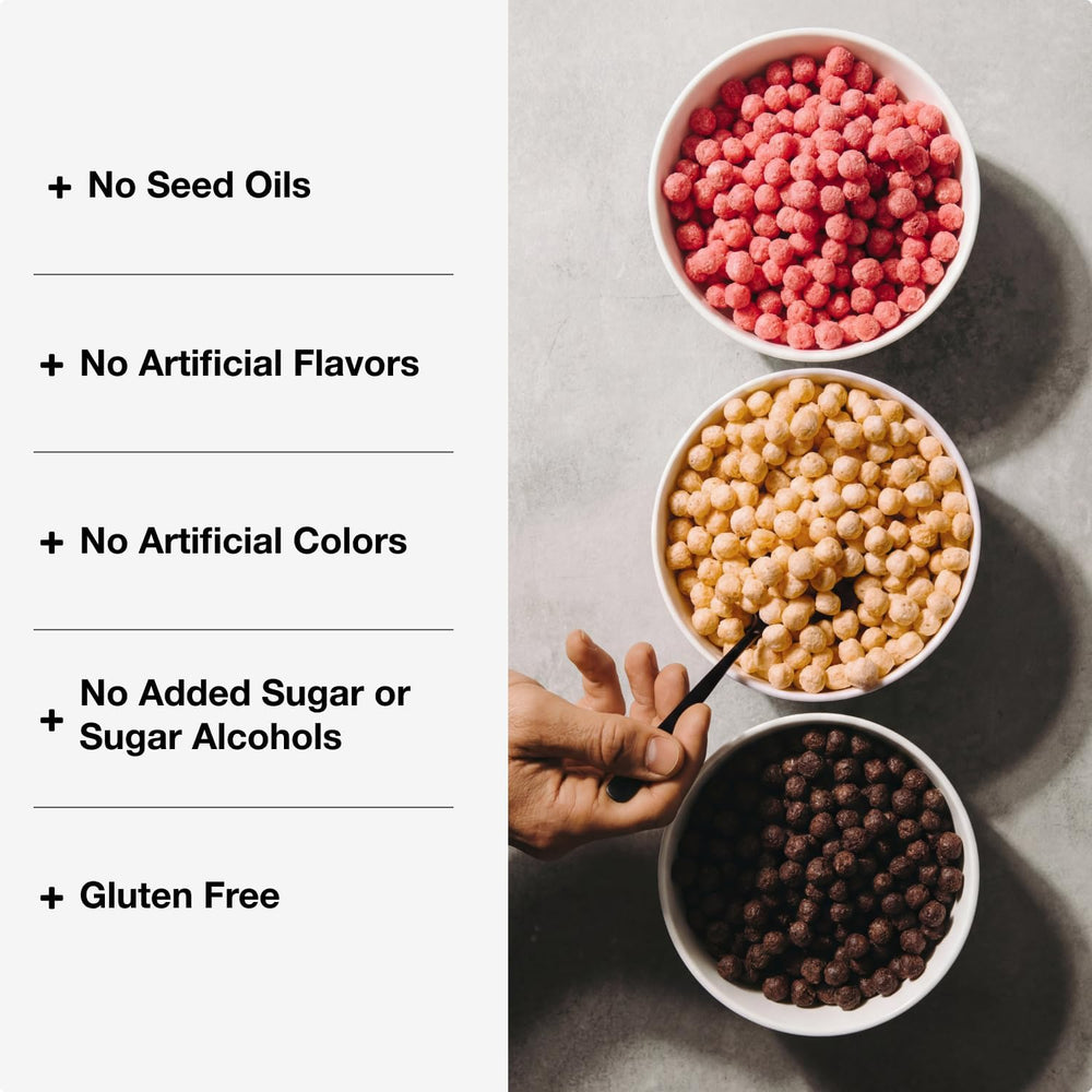 Man Cereal serving size scale comparing scoop to common measuring spoon