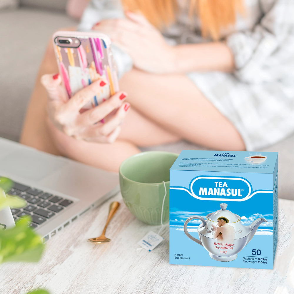MANASUL teabag close-up displaying herbal blend texture and clear filtration benefit