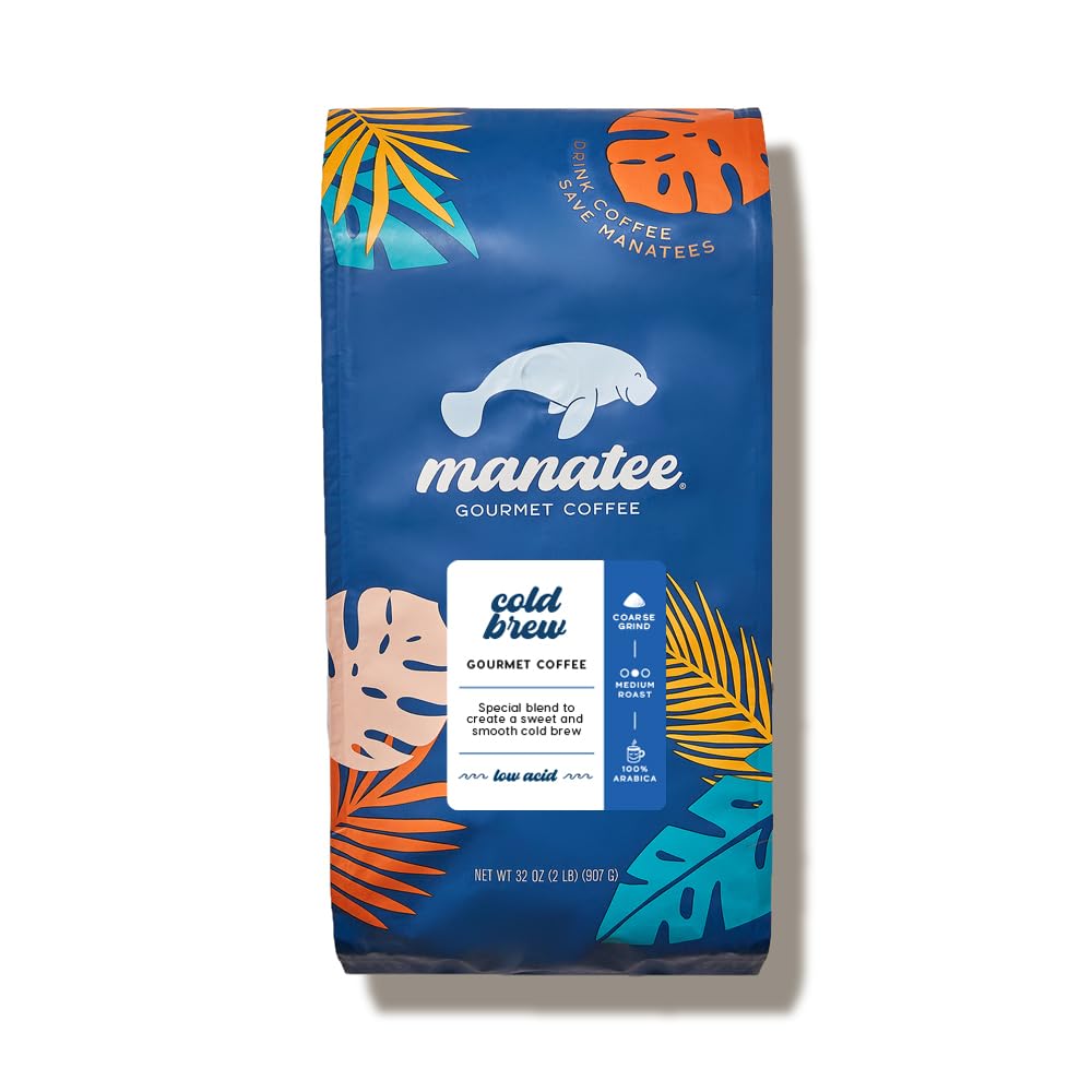 Close-up coarse grind of Manatee Gourmet coffee showing texture for optimal cold brew extraction
