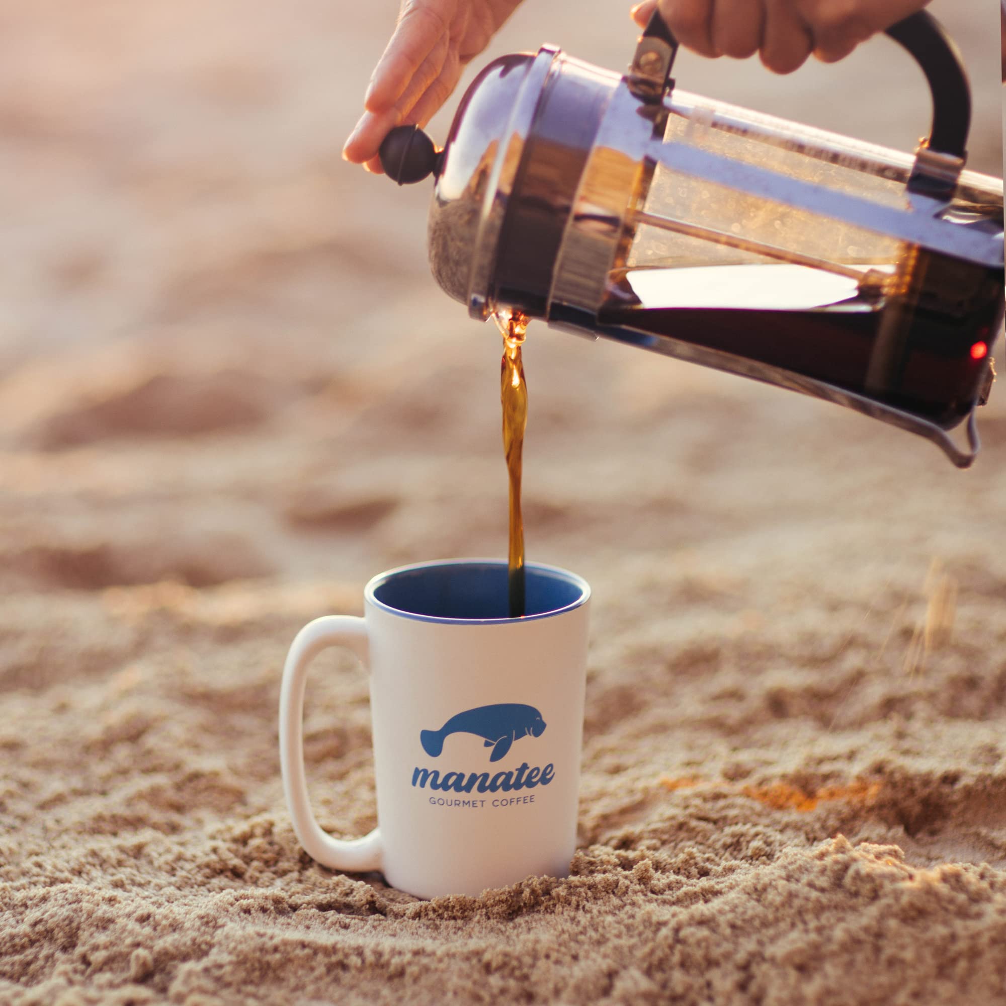 Manatee Gourmet Coffee label highlighting Kosher and quality certifications benefit