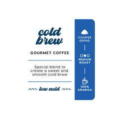 Manatee Gourmet grounds being poured into a cold-brew jar to illustrate easy home preparation