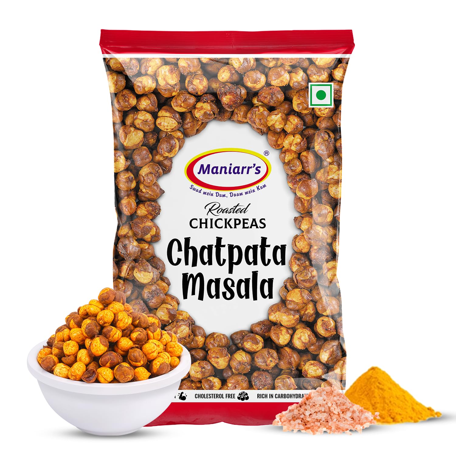 Maniarr's front packaging showing chatpata masala flavor and benefit: bold portable snack