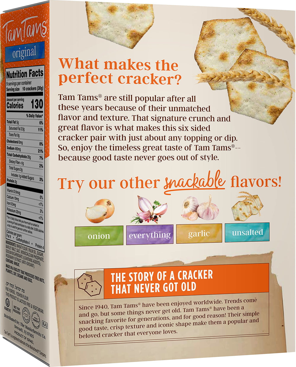 Manischewitz close-up of cracker texture highlighting flaky layers and crisp bite benefit