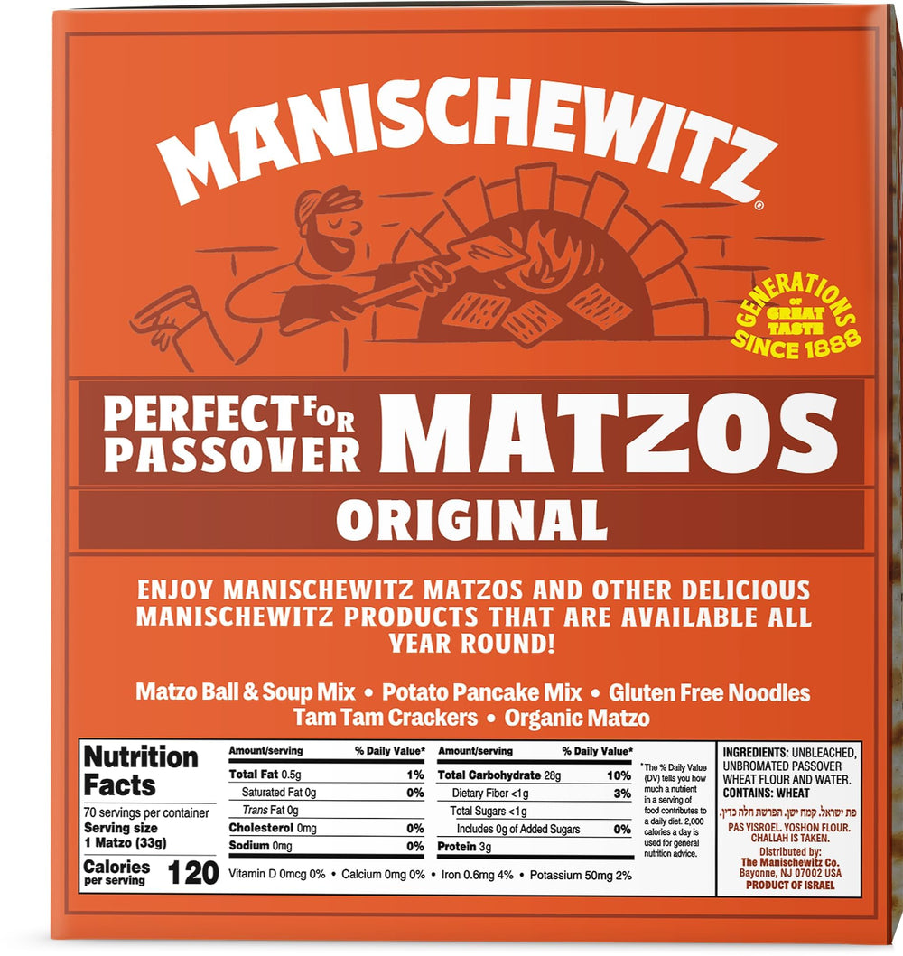 Manischewitz close-up of matzo texture highlighting thin crispness and easy topping