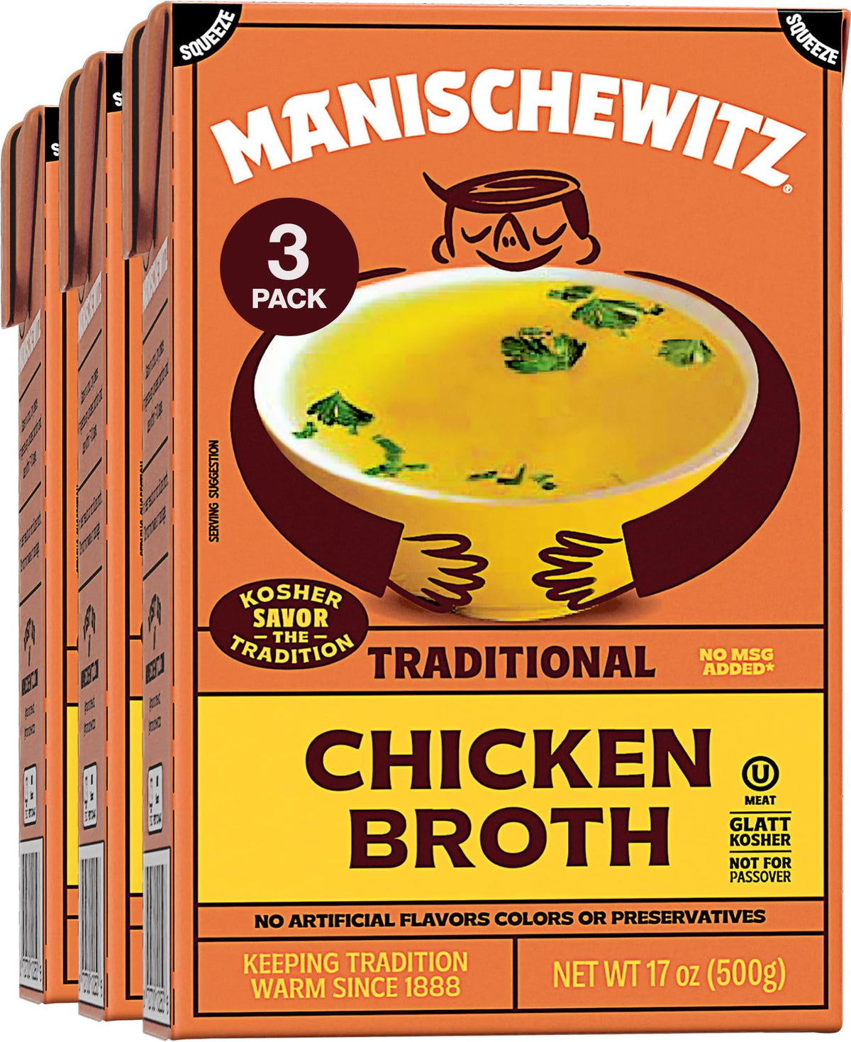 Manischewitz front packaging showing 17oz container and clear branding enhancing shelf appeal