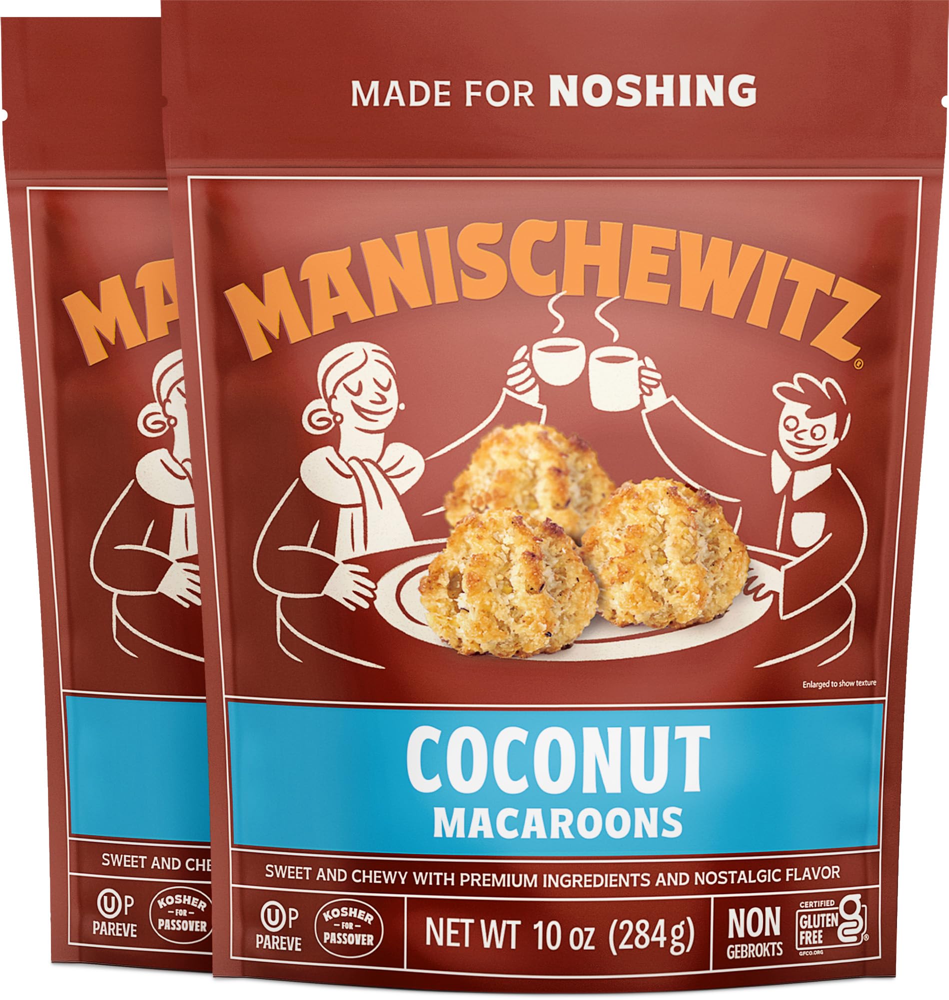 Manischewitz front packaging showing resealable 10 oz bag and freshness benefit