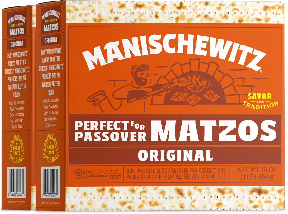 Manischewitz front packaging showing two-pound value pack and brand benefit